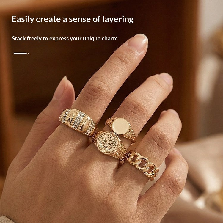 Set de 4 Anillos Dorados con Circones, otra vista