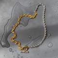 Collar Cadena Trenzada Doble Tono con Broche OT