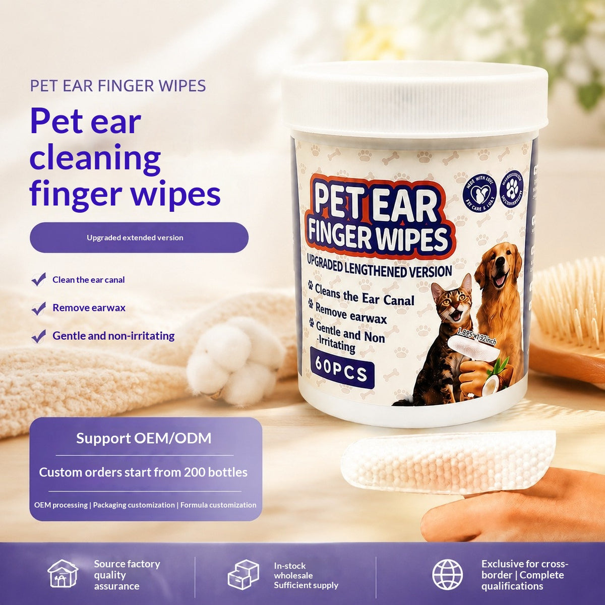 Toallitas Limpiaorejas para Perros y Gatos, detalle