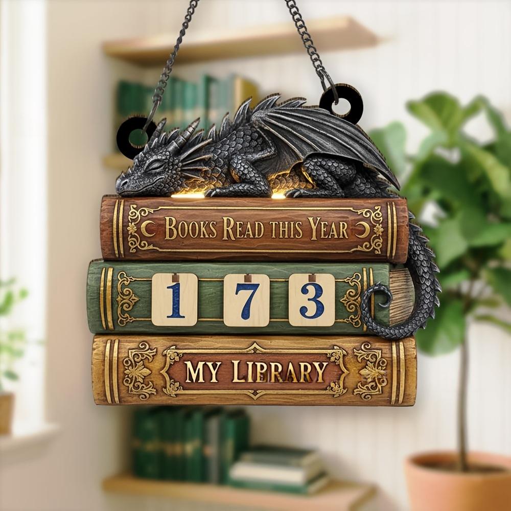 Contador de Libros Leídos de Madera, otra vista