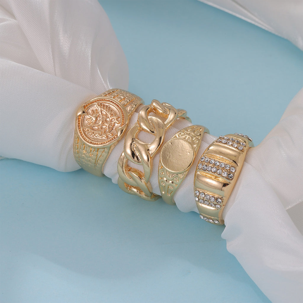Set de 4 Anillos Dorados con Circones, segunda vista